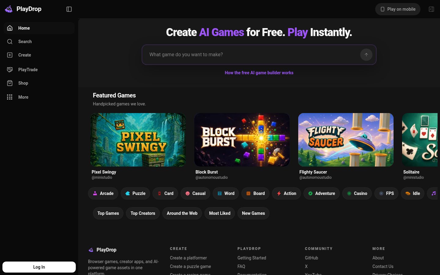 PlayDrop Homepage
