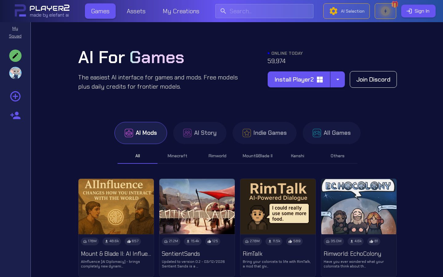 Player2 Homepage