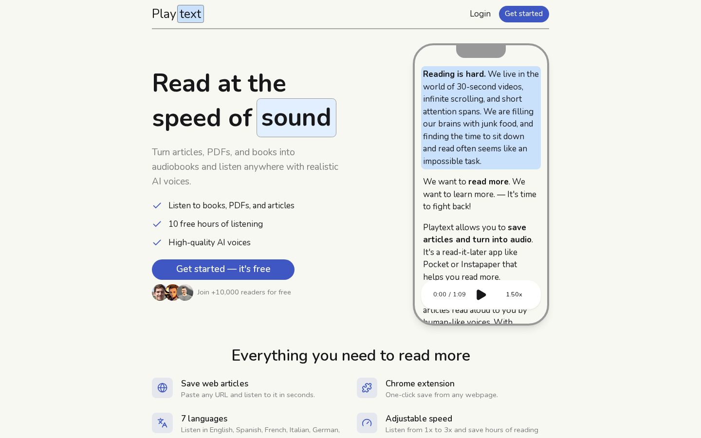 Playtext Homepage