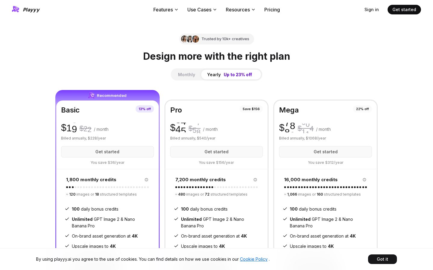 Playyy AI Pricing