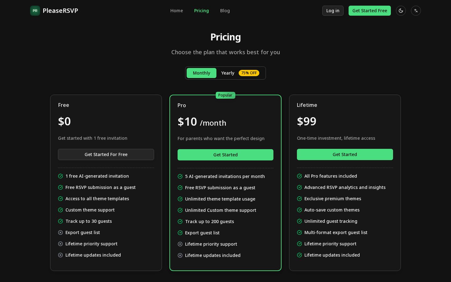 PleaseRSVP Pricing