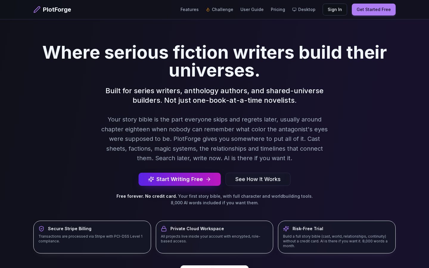 PlotForge Homepage