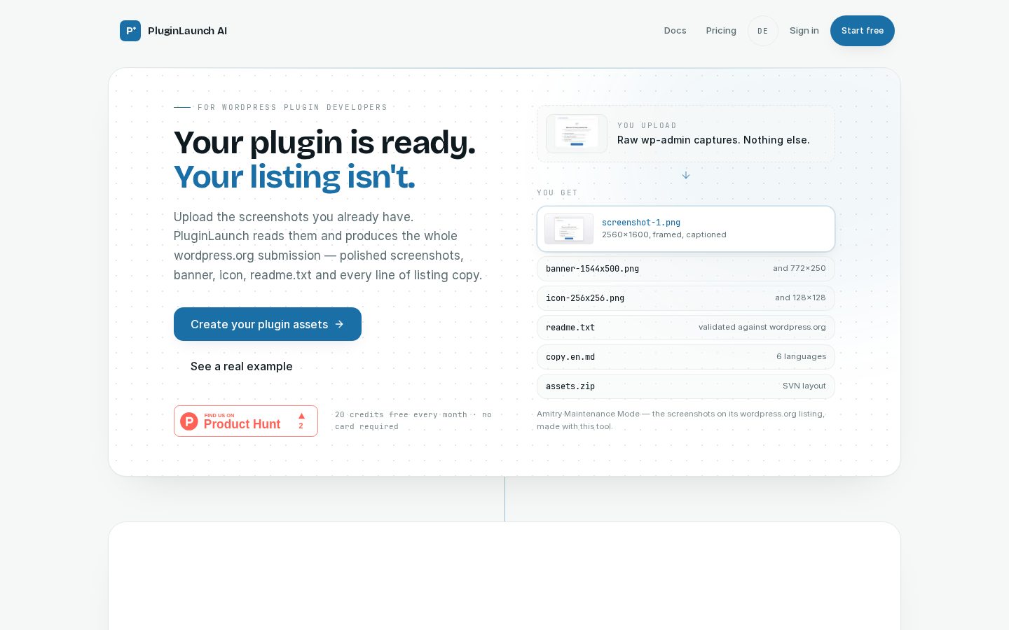 PluginLaunch AI Homepage