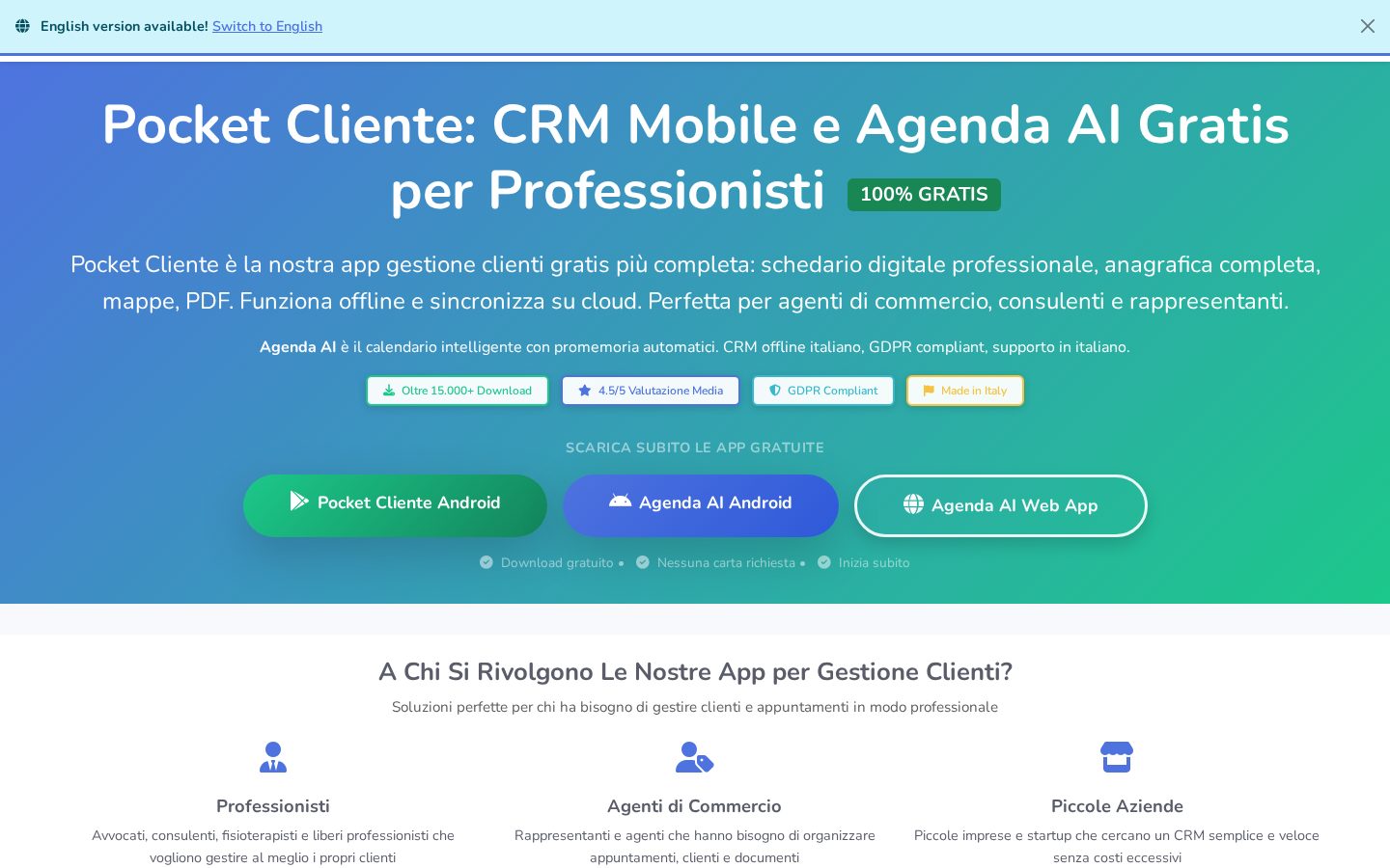 Pocket Cliente & Agenda AI Homepage
