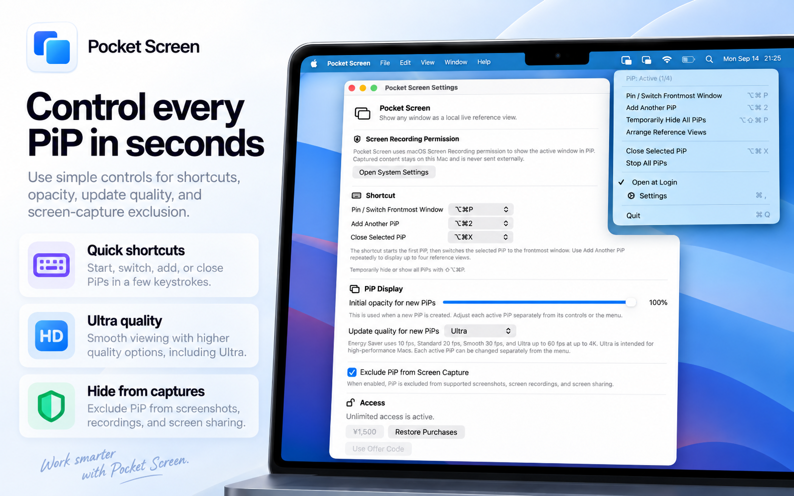 Control quality, transparency and capture behavior