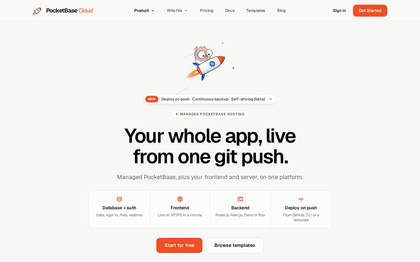 PocketBase Cloud Homepage