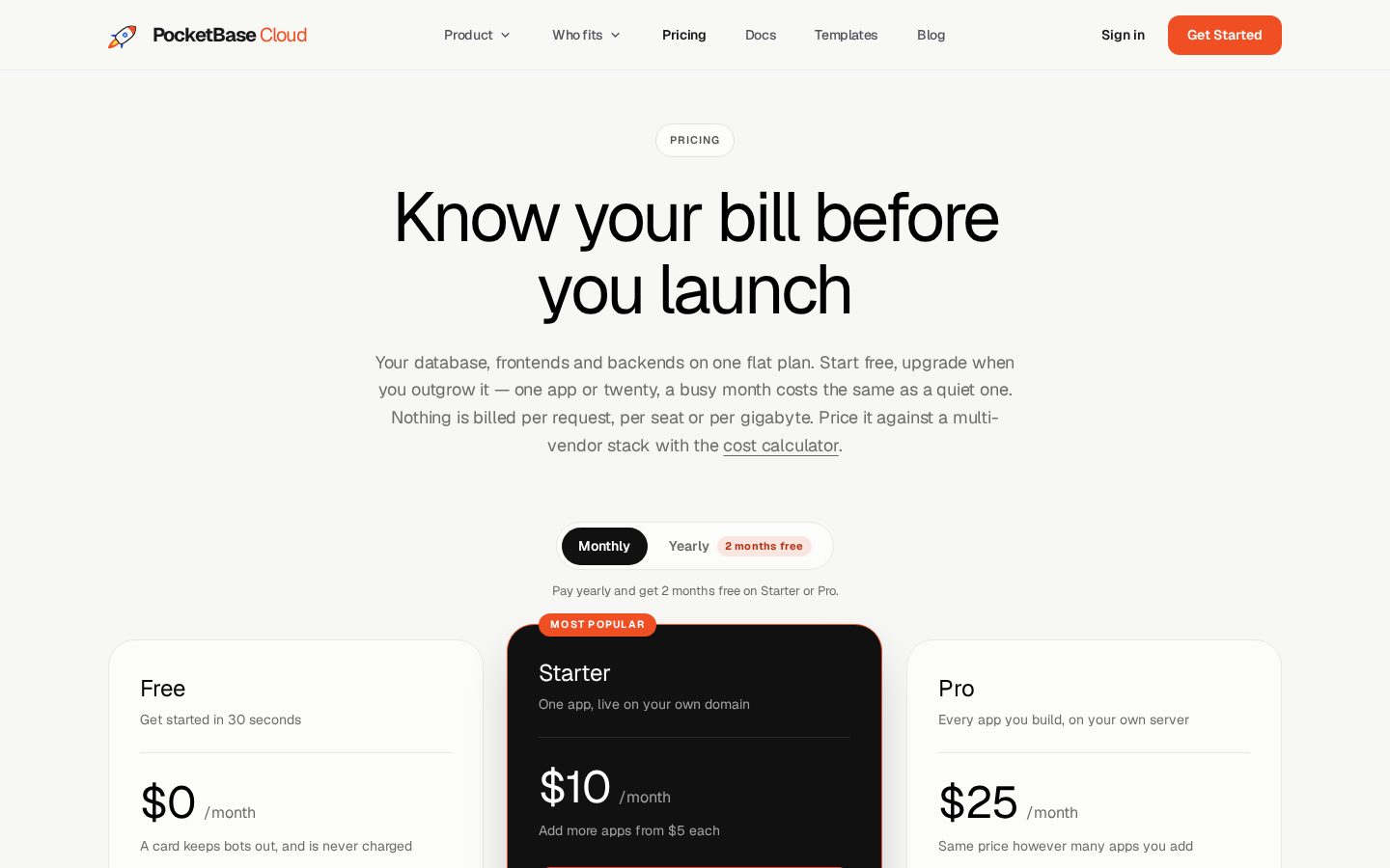 PocketBase Cloud Pricing