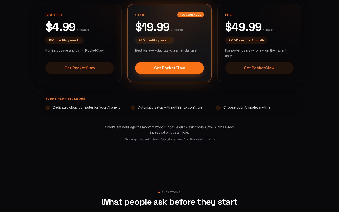 PocketClaw Pricing