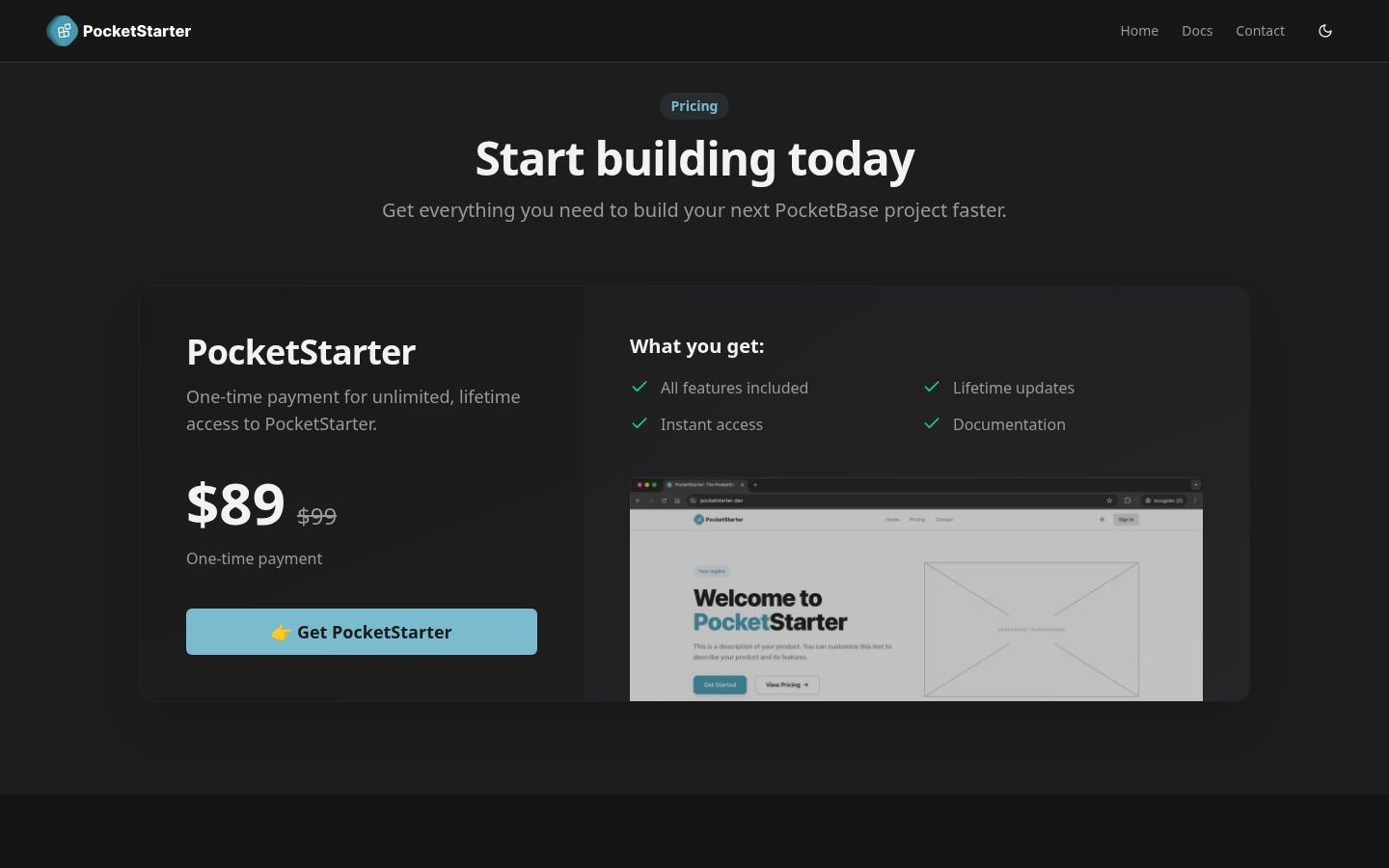 PocketStarter Pricing