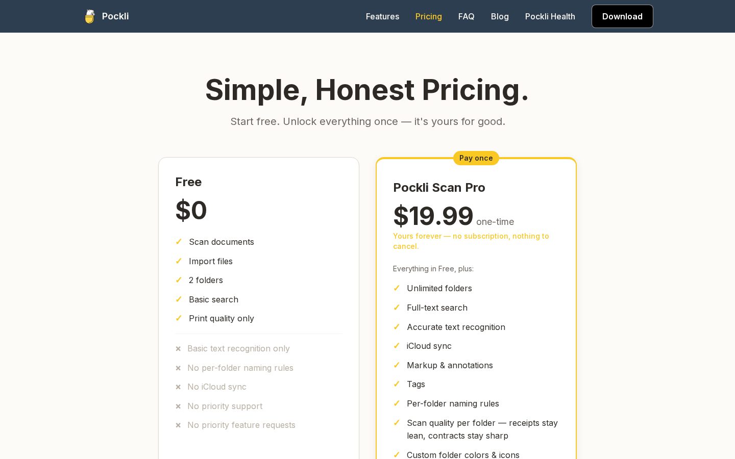 Pockli Pricing