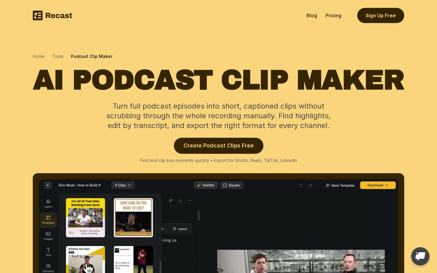 Podcast Clip Maker Homepage