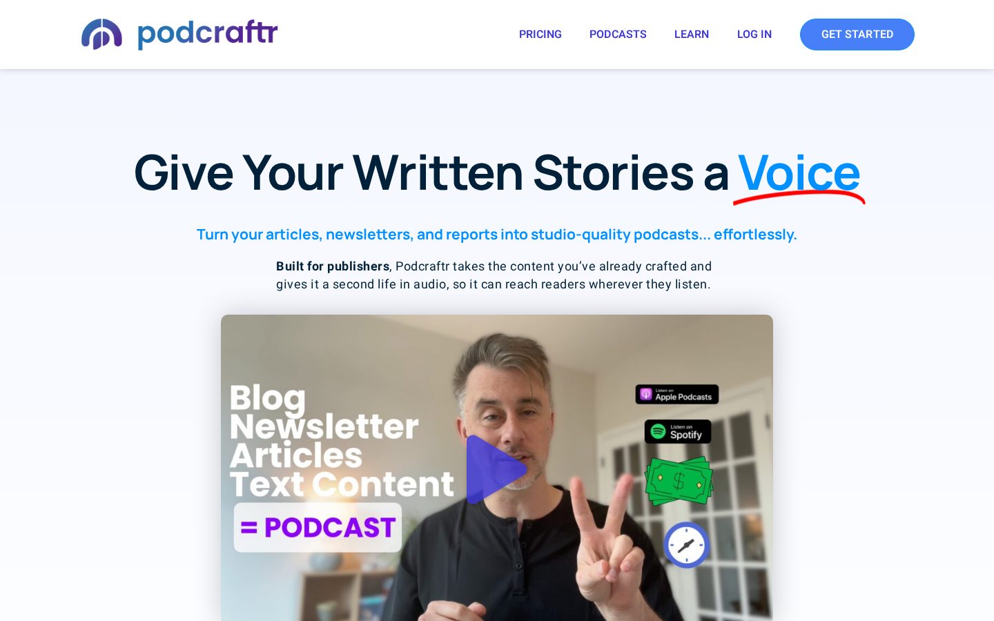 Podcraftr Homepage
