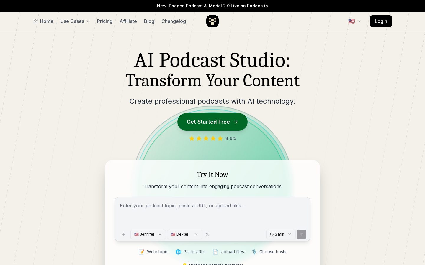 Podgen AI Homepage