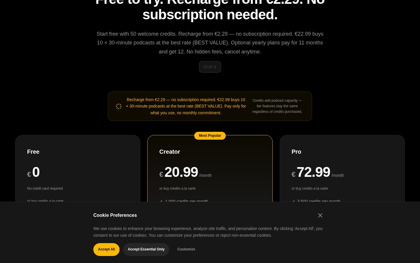 Podhoc Pricing