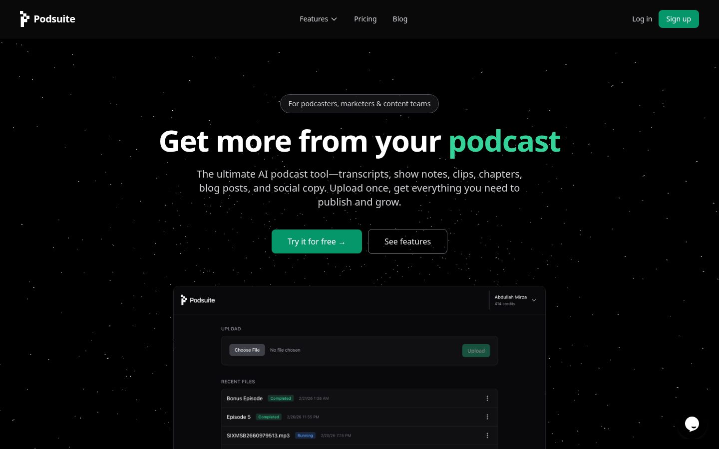 Podsuite.io Homepage