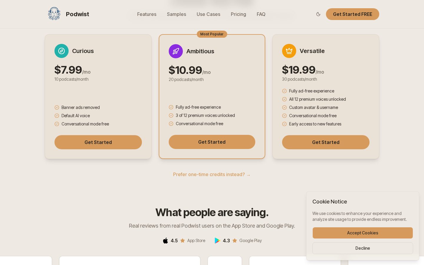 Podwist Pricing