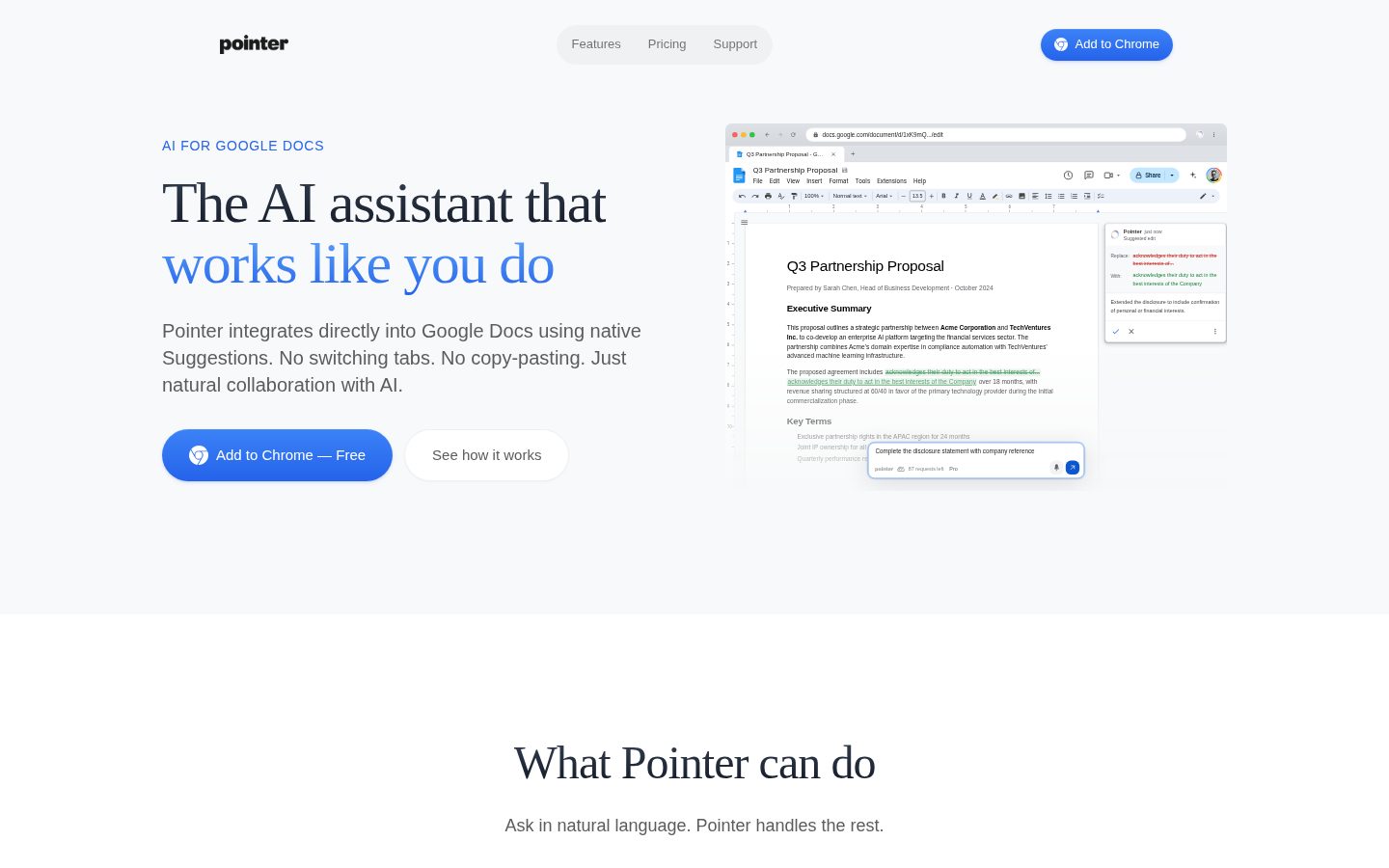 Pointer for Google Docs Homepage
