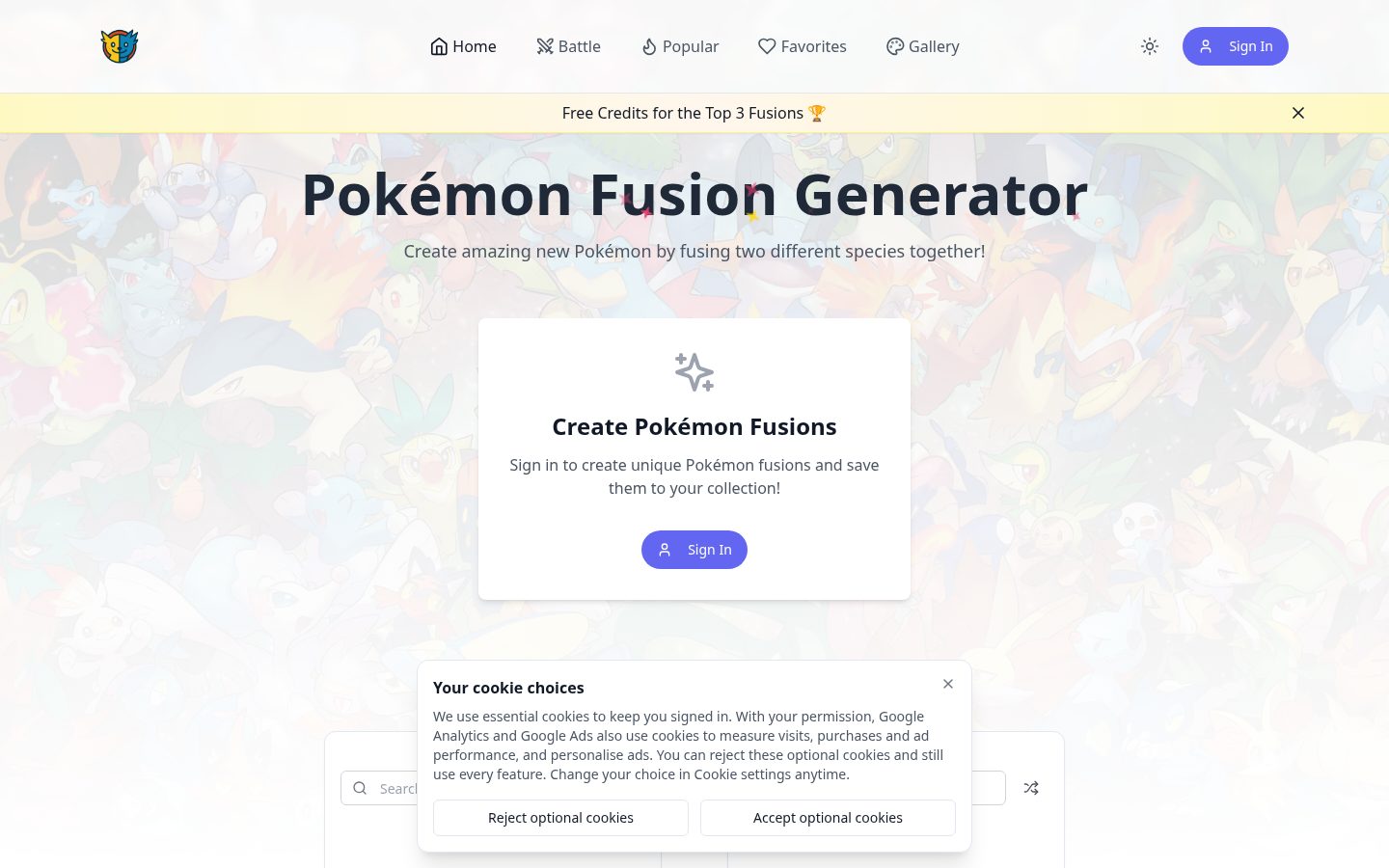 Pokémon Fusion Homepage