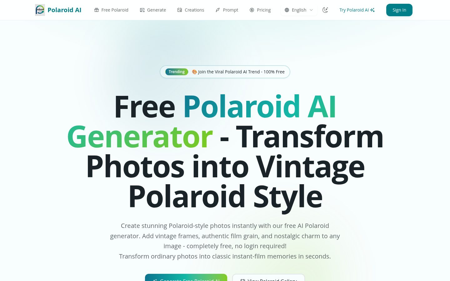 Polaroid AI Homepage
