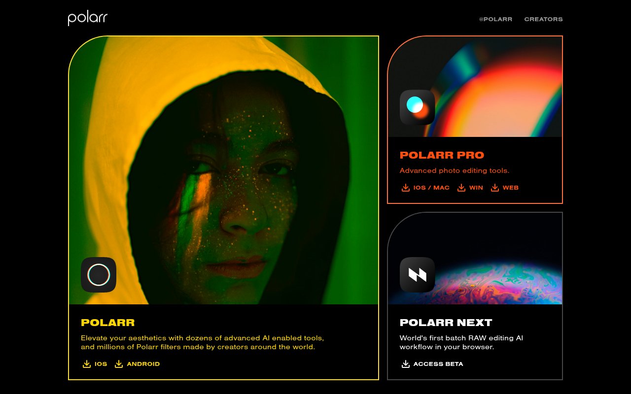 Polarr homepage