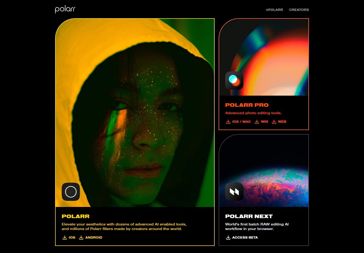 Polarr homepage