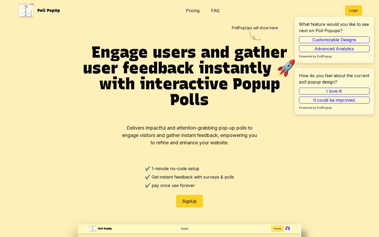 PollPopup Homepage