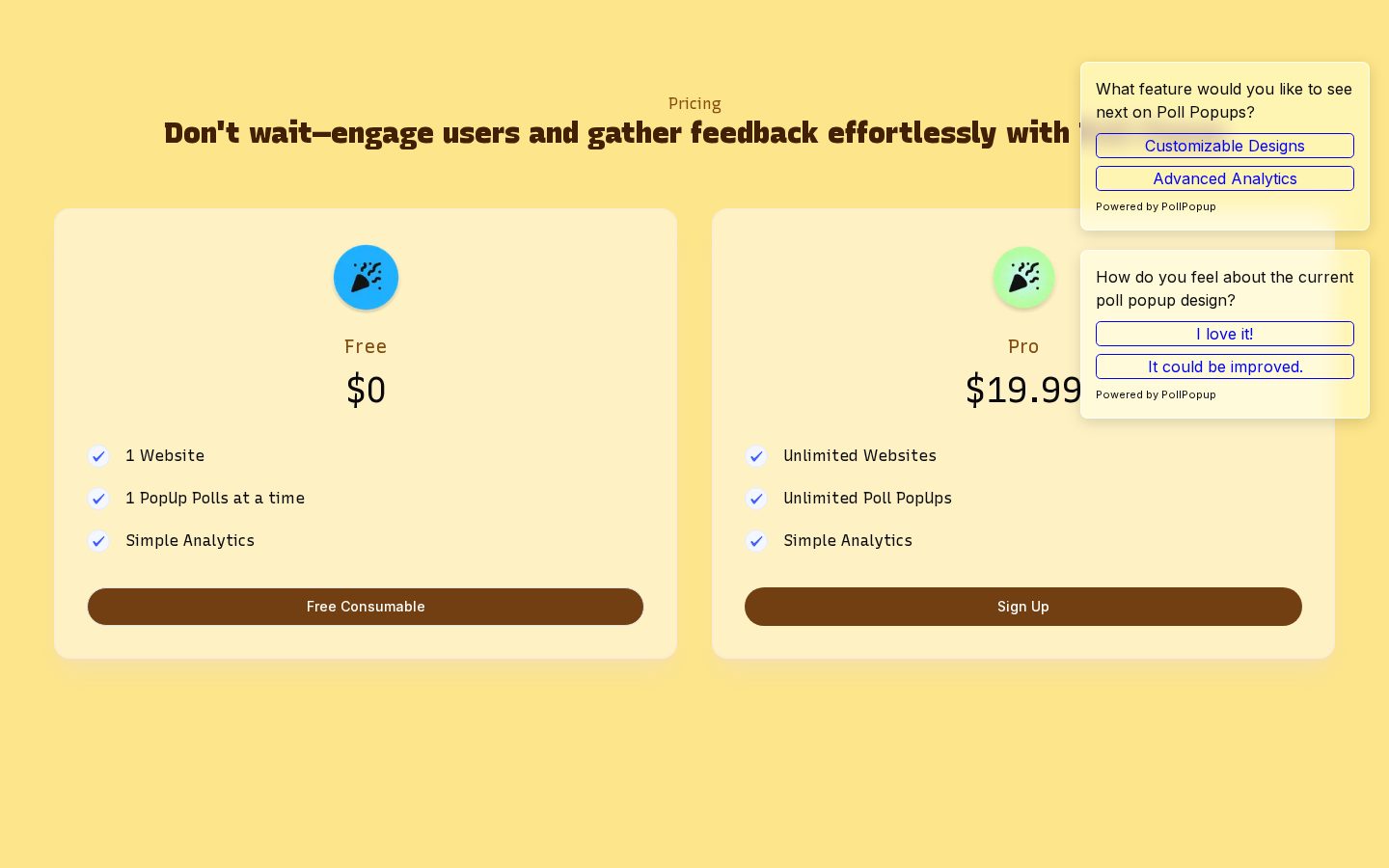 PollPopup Pricing