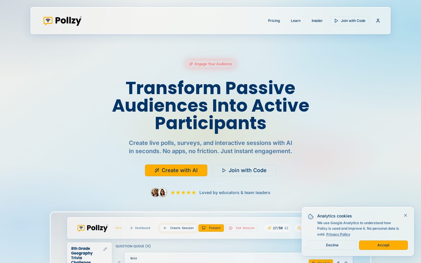Pollzy Homepage