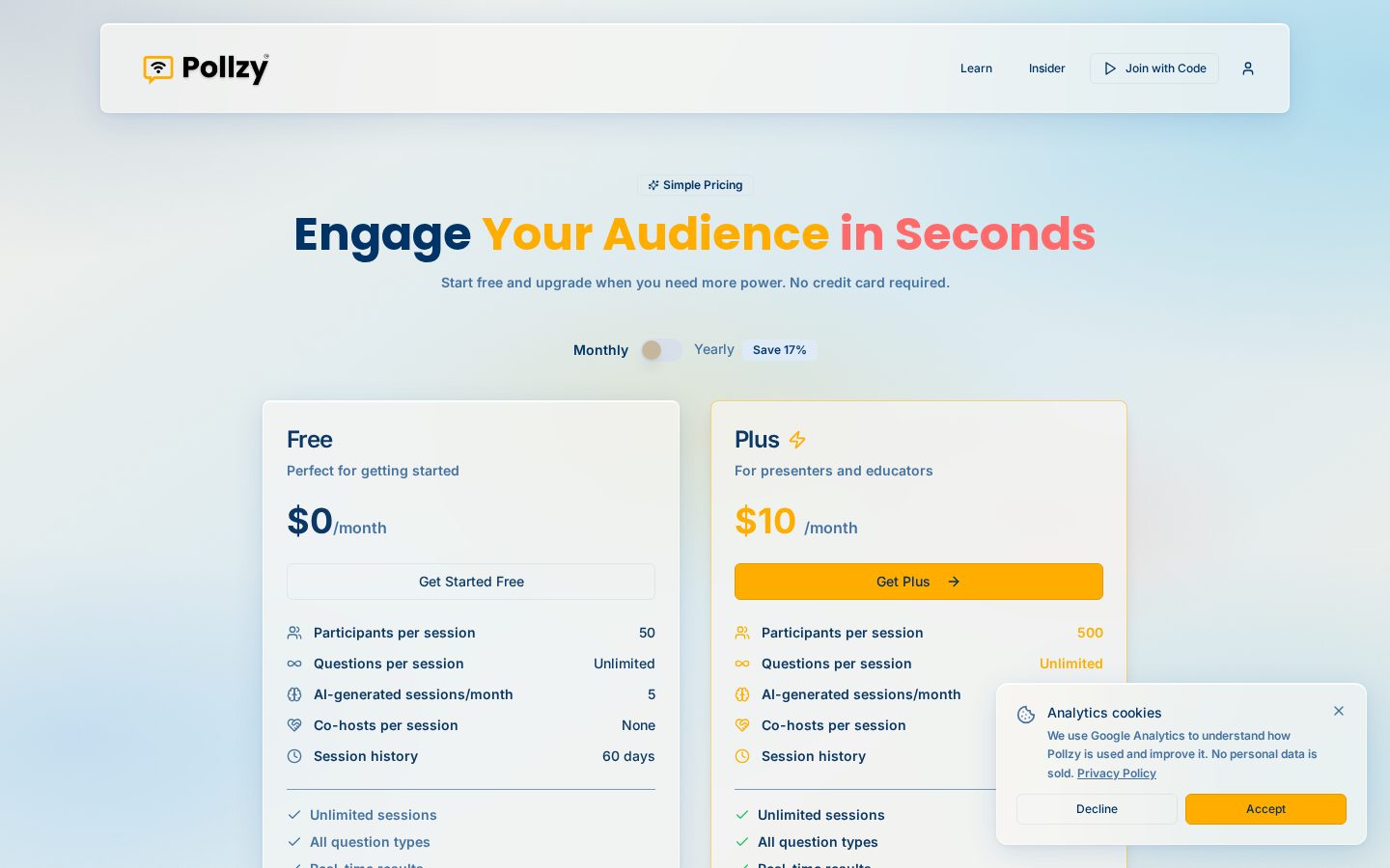 Pollzy Pricing