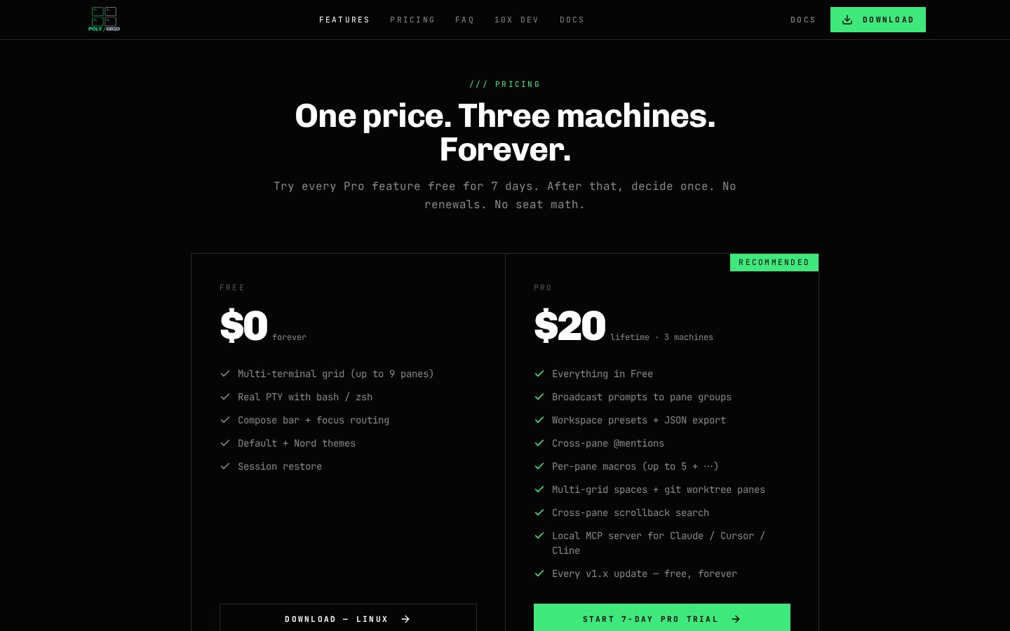 Poly Grid Pricing