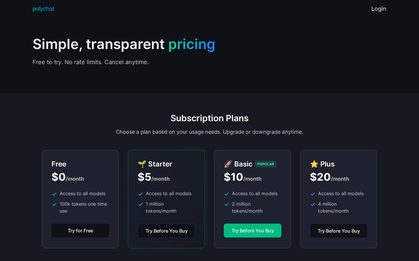 PolyChat Pricing