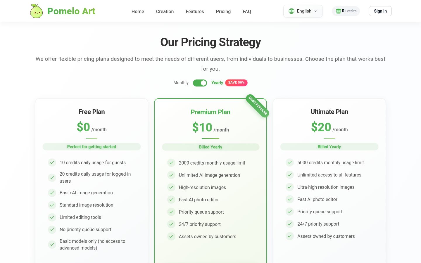 pomeloart Pricing