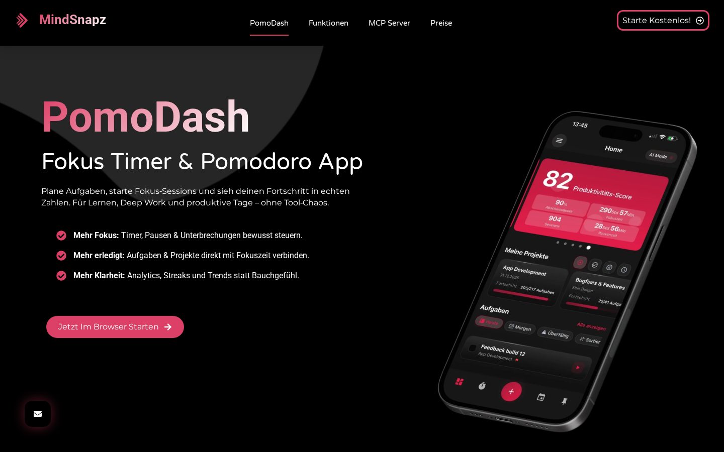 PomoDash Ai Focus Tracker Homepage