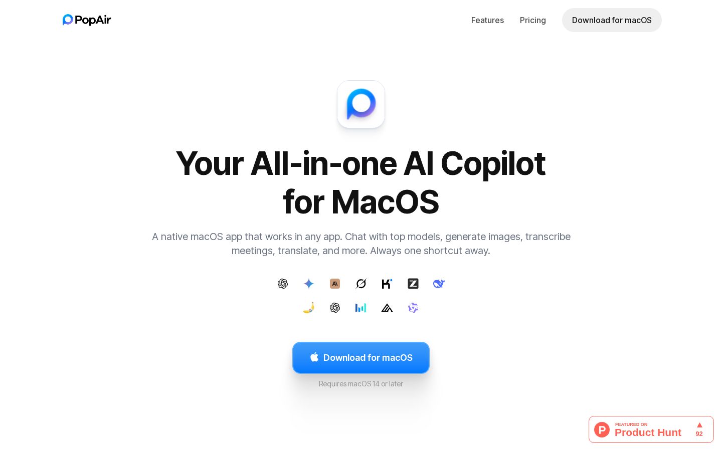 PopAir Homepage