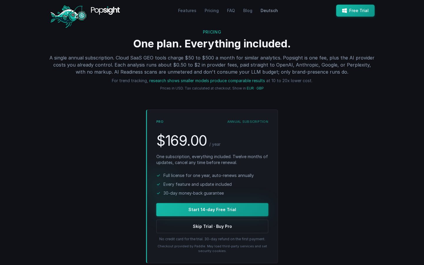 Popsight Pricing