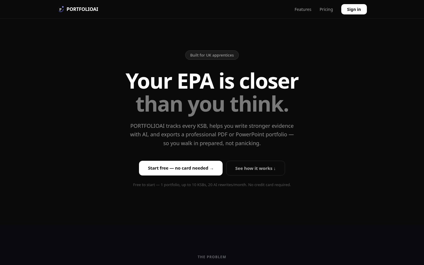 PORTFOLIOAI Homepage