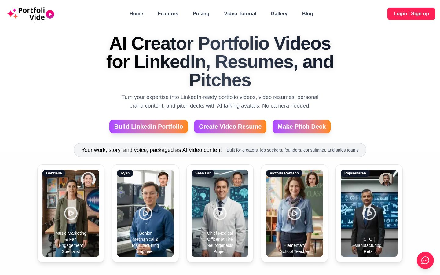 PortfolioVideo Homepage