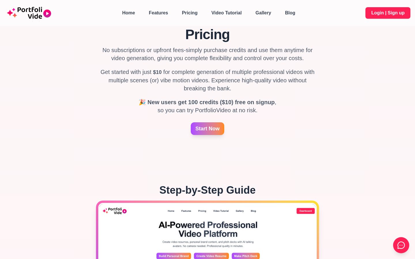 PortfolioVideo Pricing