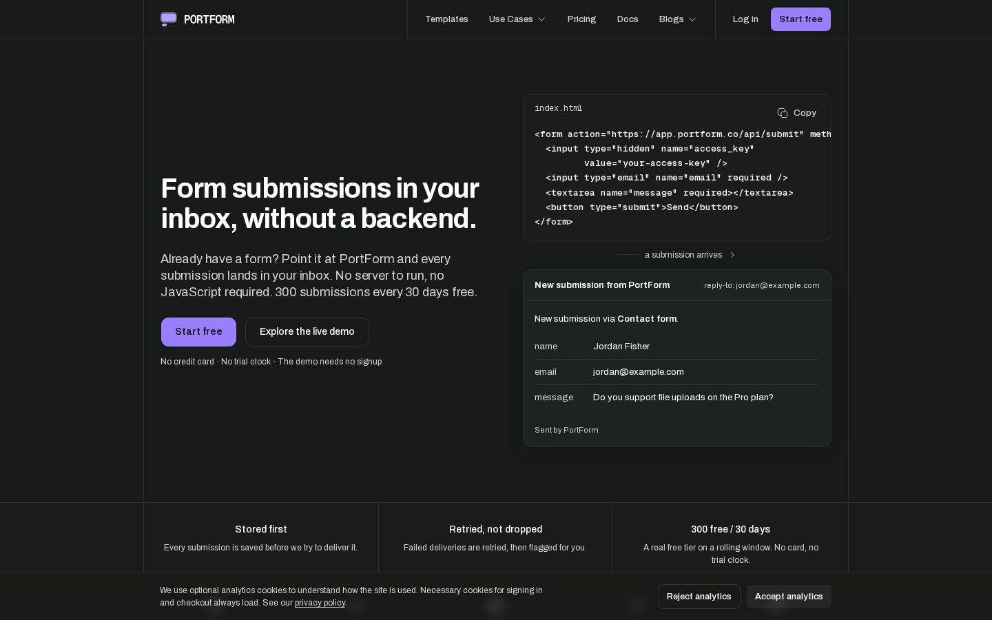 PortForm Homepage
