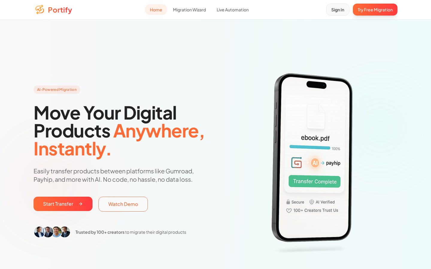 Portify AI Homepage