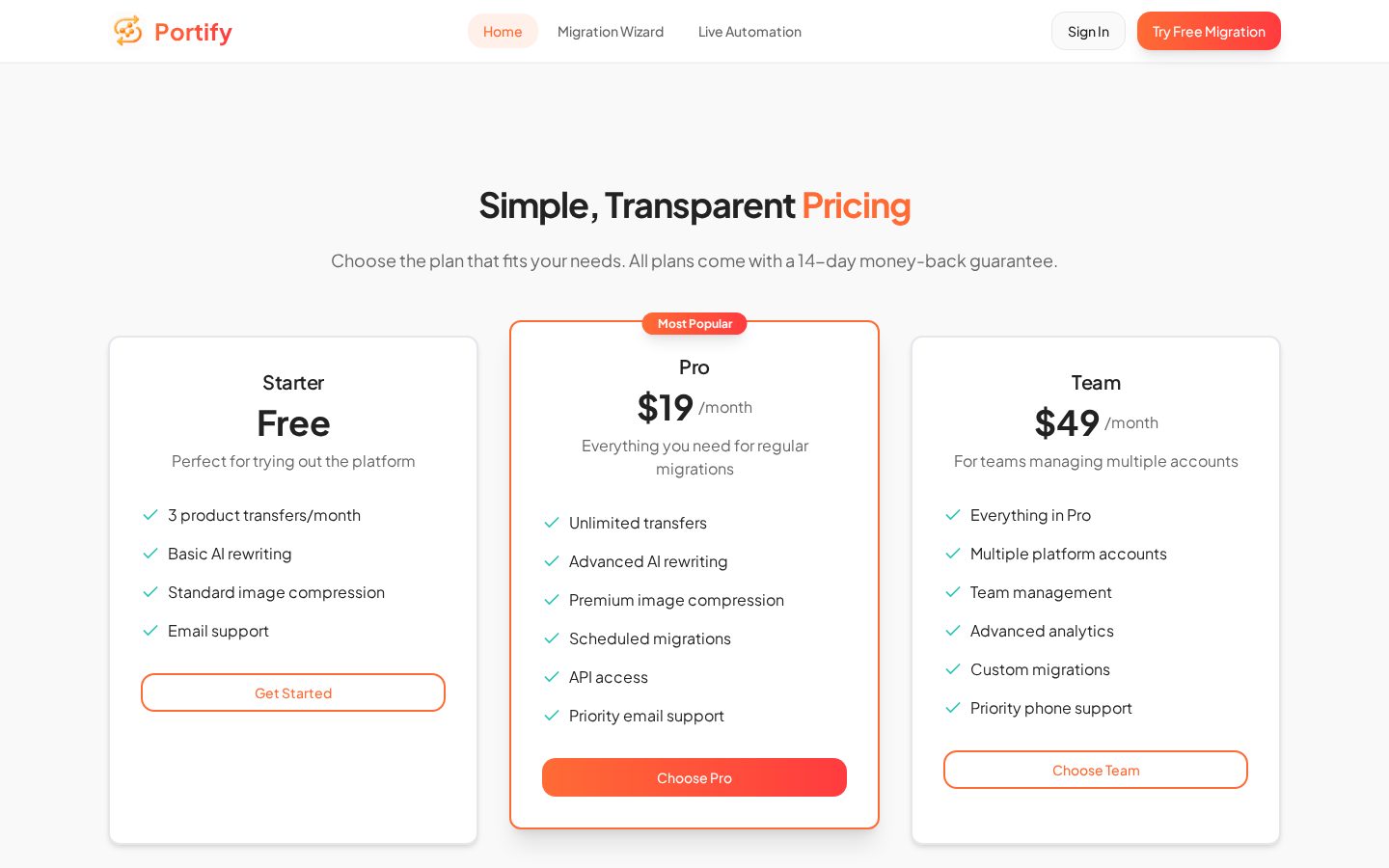 Portify AI Pricing