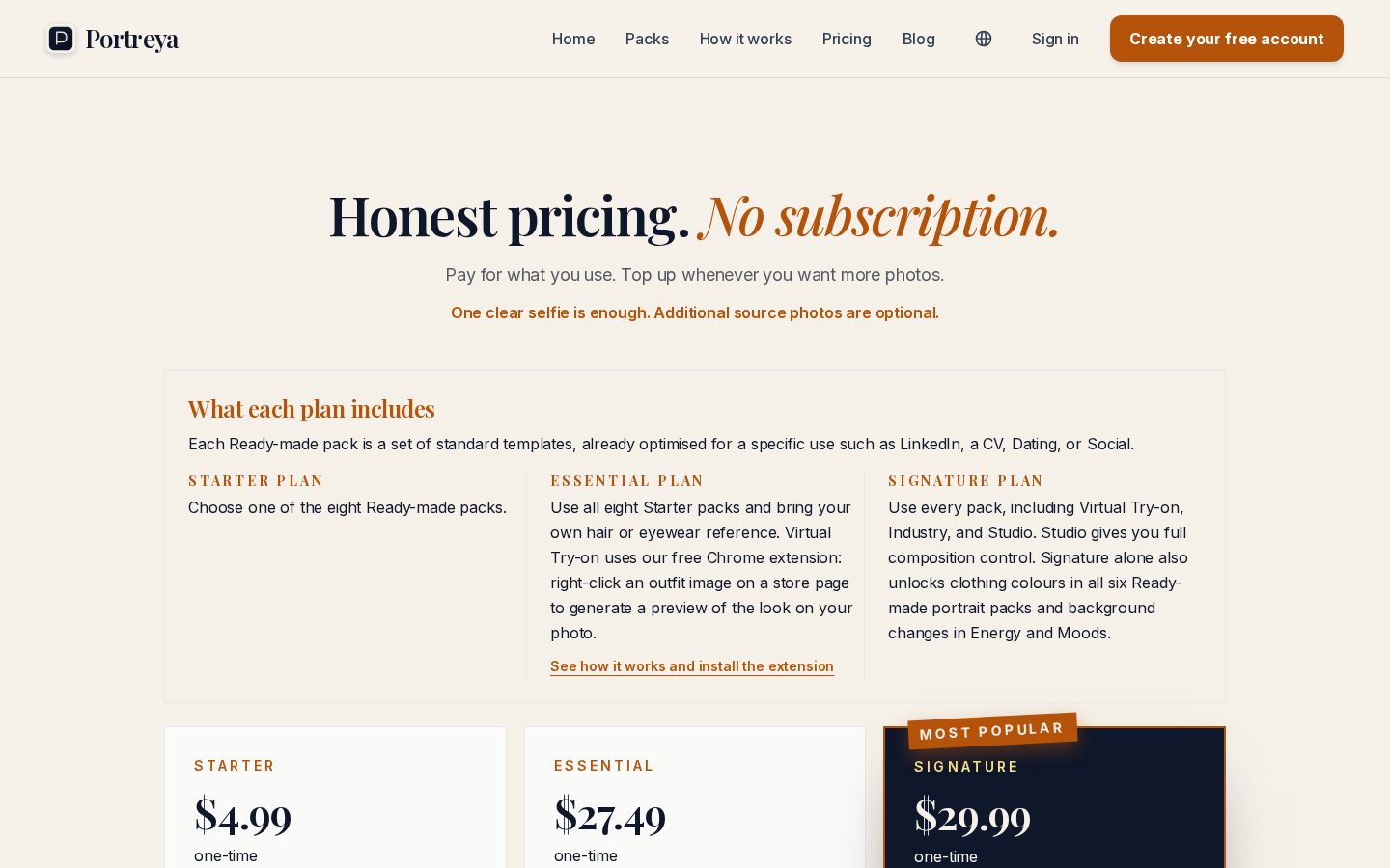 Portreya Pricing