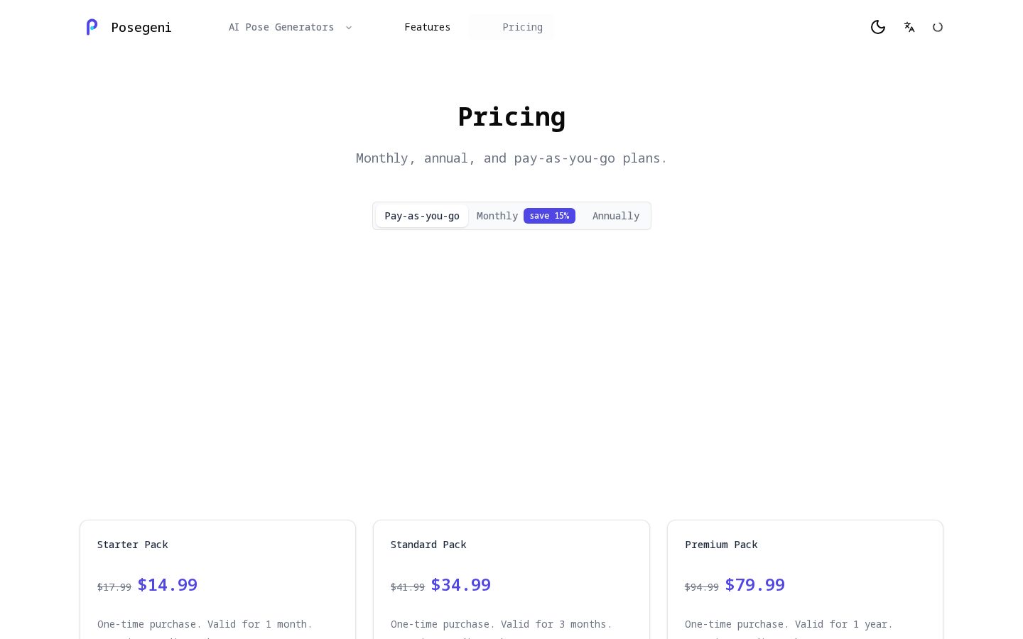PoseGeni Pricing