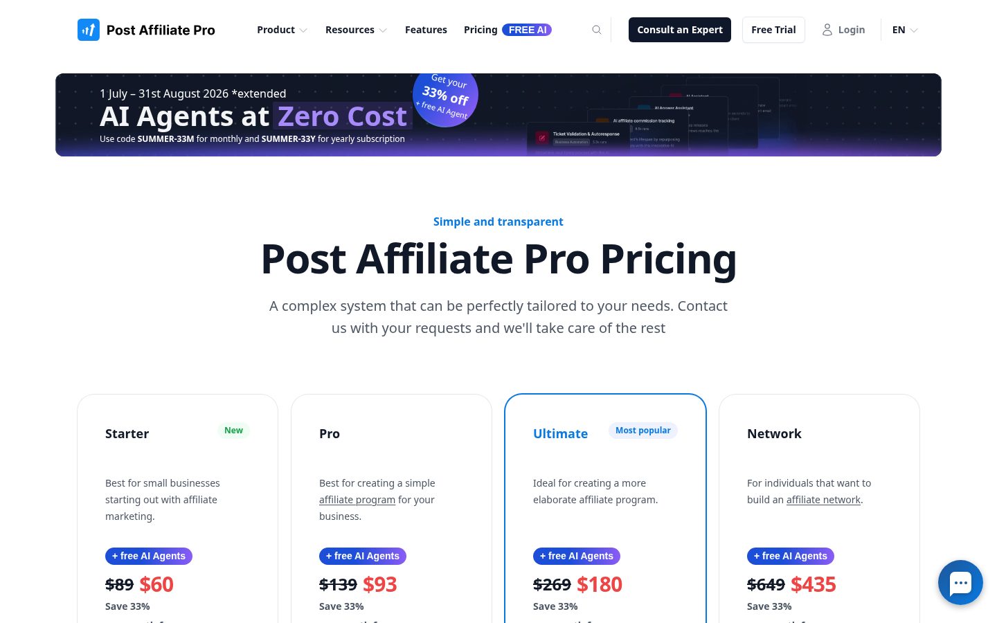 Post Affiliate Pro Pricing