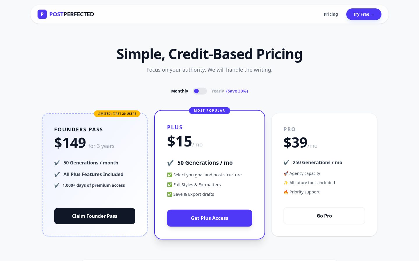 Post Perfected Pricing