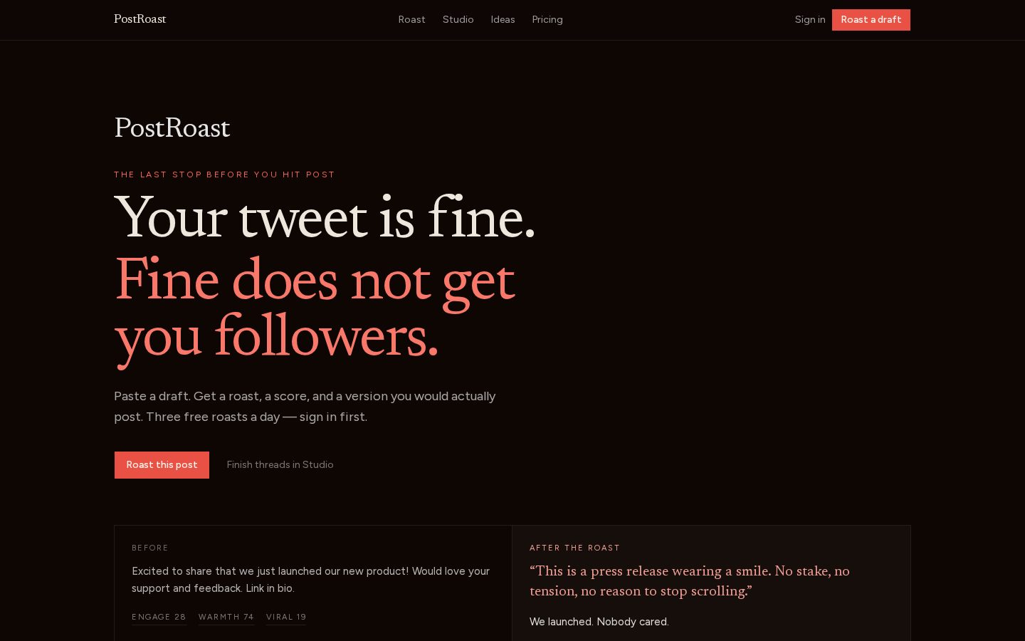 Post Roast Homepage