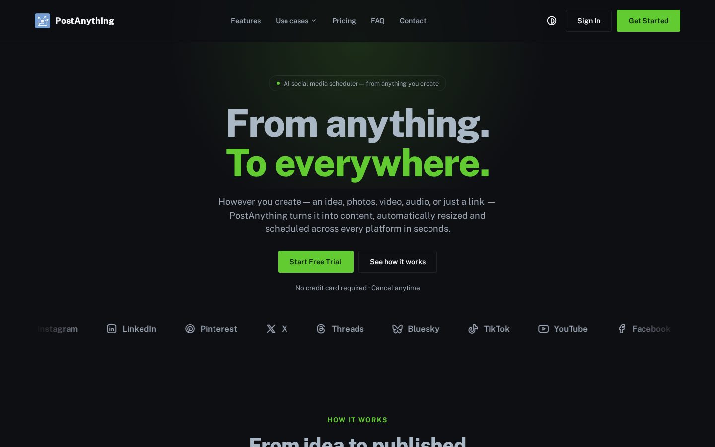 PostAnything Homepage