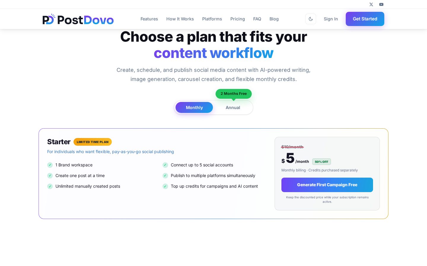 Postdovo Pricing