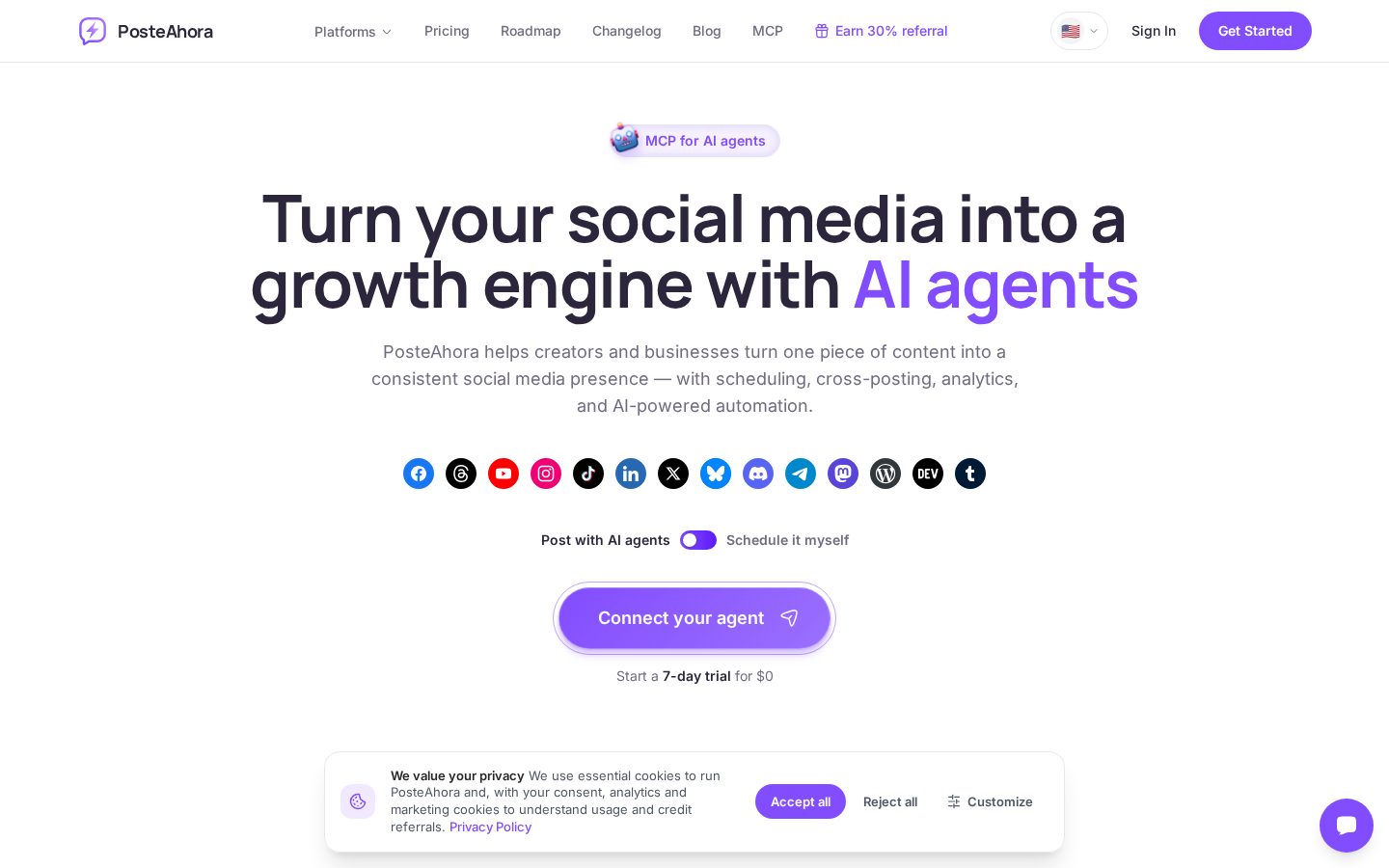 PosteAhora Homepage