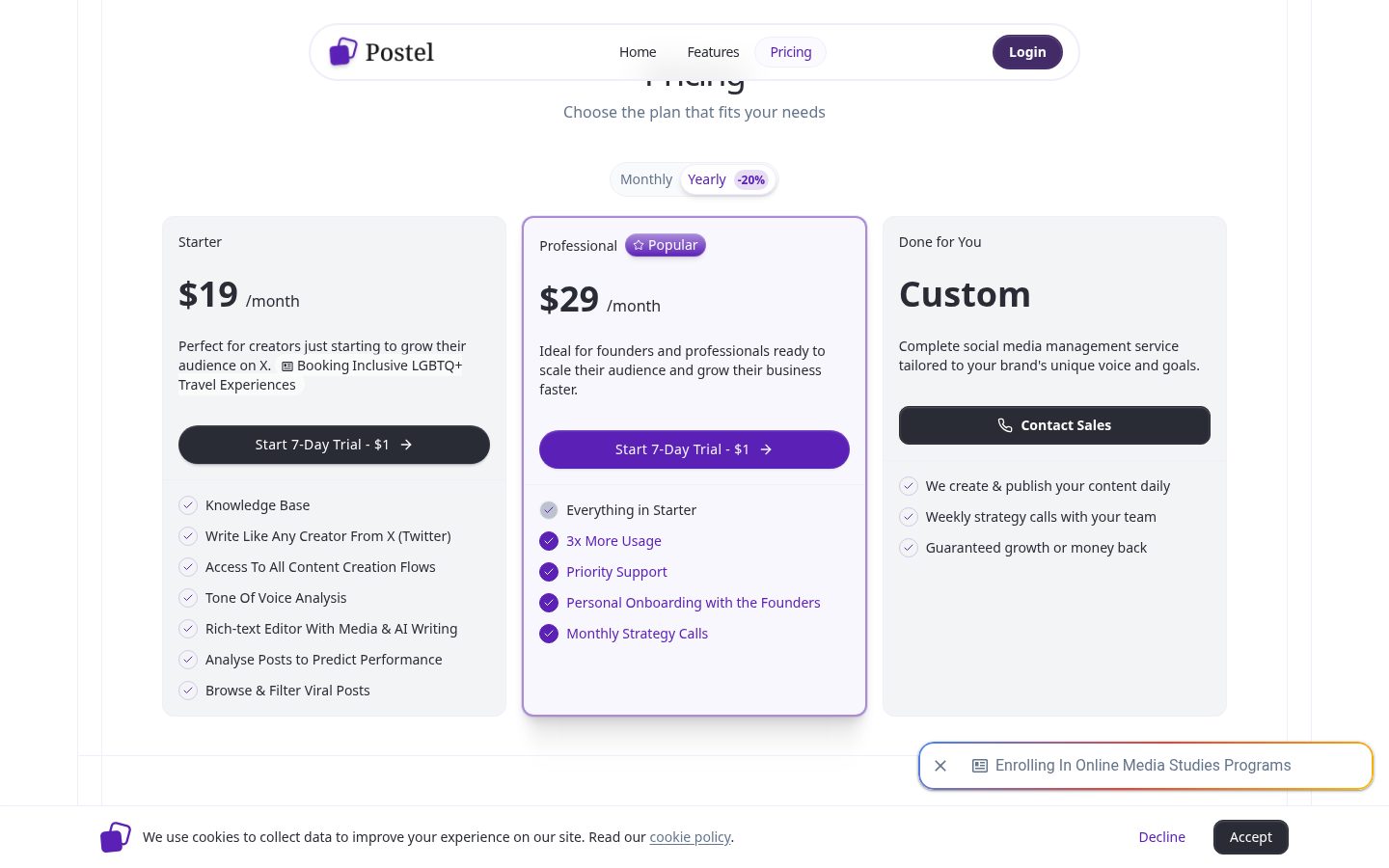 Postel Pricing